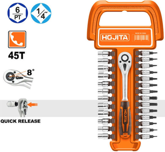 Hojita Ratschen- & Steckschlüssel-Sets 1\4" 27Stück