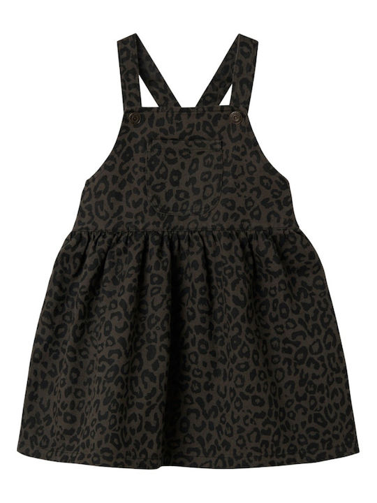 Παιδικό Φόρεμα Αμάνικο Animal Print Καφέ, Μαύρο