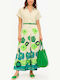 Summer Maxi Shirt Dress Beige/Green