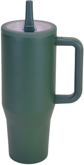 Uncle George Handled Tumbler Thermos Stainless Steel / Aluminum BPA Free 1.2lt Straw Handle Khaki With Straw And Handle