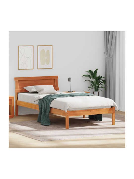 Einzelbett Aus Holz Keramidi Braun mit Lattenro...