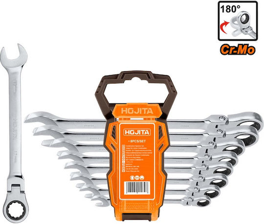 Hojita Hjds5208 Collection German Polygon Wrenches Ratchet Ring Flexible Head Set 8 Pieces