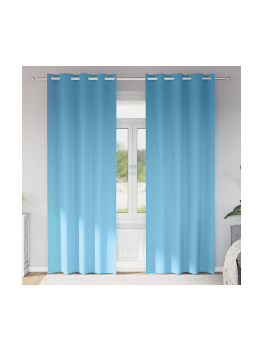 vidaXL vidaXL Set Vorhänge Fenster mit Grommets Hellblau 140x260cm