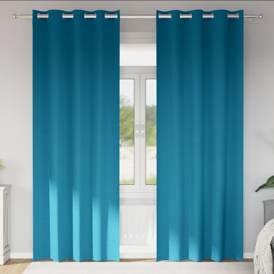 vidaXL Set Of Turquoise Window Curtains With Grommets 140x245cm