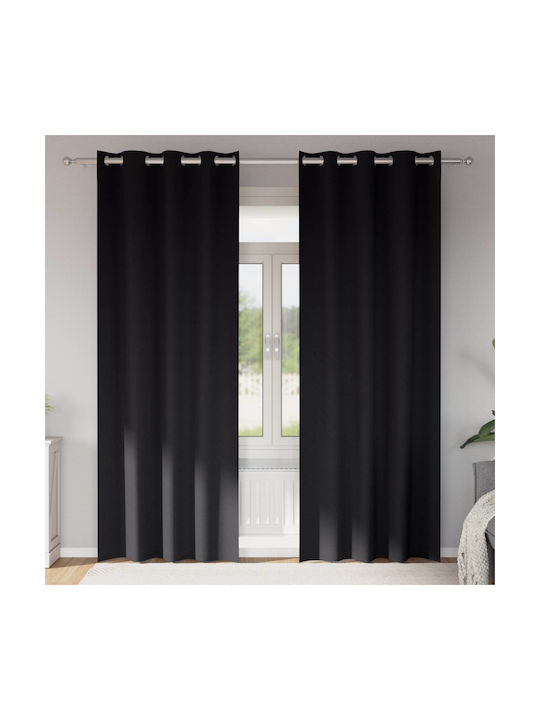 vidaXL Set of Curtains with Grommets Black 140x260cm