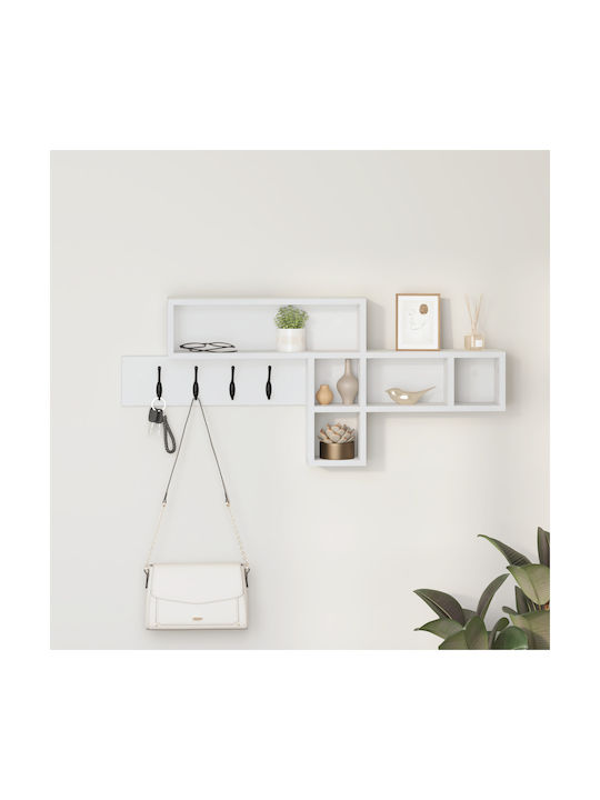 vidaXL Wooden Wall Hanger White 100x12cm 1pc