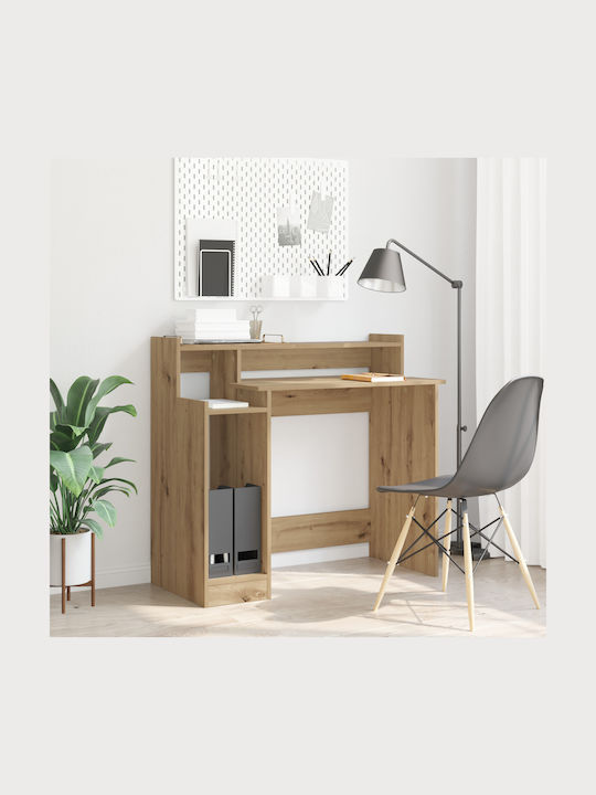 Electric Desk Artisan Wooden Coffee with Metal Legs, Adjustable Height, LED & USB ports 97x45x90cm