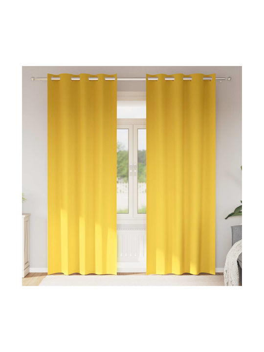 vidaXL Комплект Пердета И Завеси С Копчета Жълти 140x260см