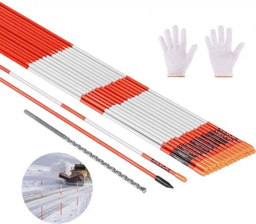Vevor 200pcs Reflective Driveway Markers 1/4 Inch Diameter 48 Inch Snow Stakes Reflectors