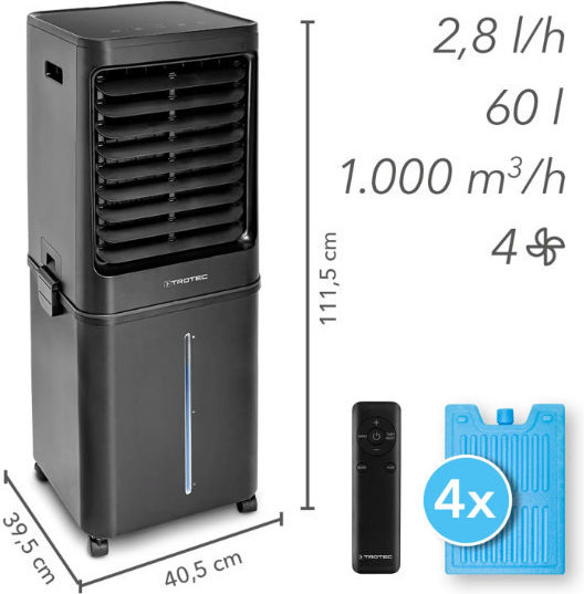 Trotec PAE 80 Air Cooler 125W με Τηλεχειριστήριο Μαύρο