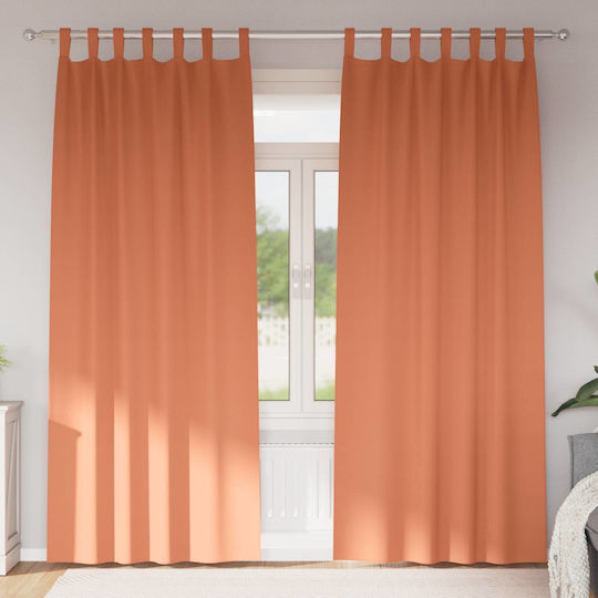 vidaXL Комплект Пердета И Завеси С Презрамки Оранжев 140x260см