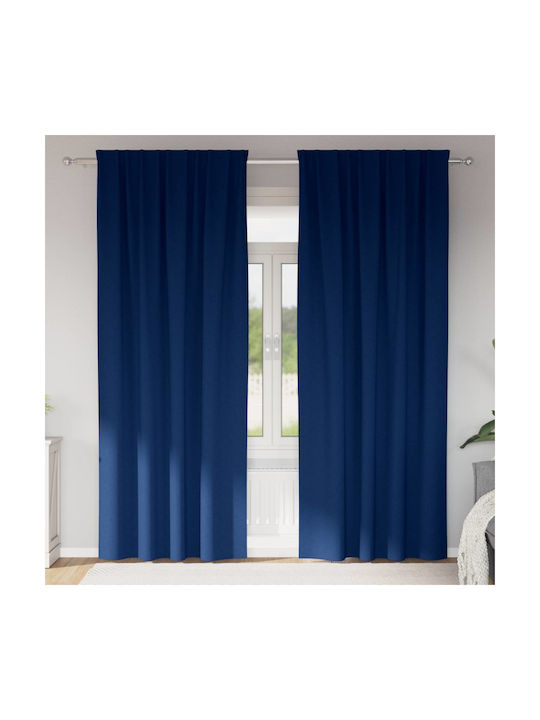 vidaXL Set Curtains with Tunnel Blue 140x260cm