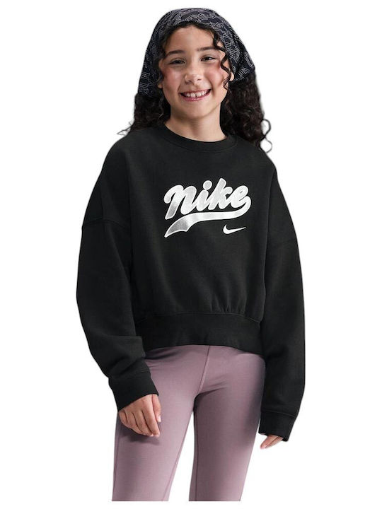 Nike Fleece Kids Sweatshirt Cropped Black Sport...