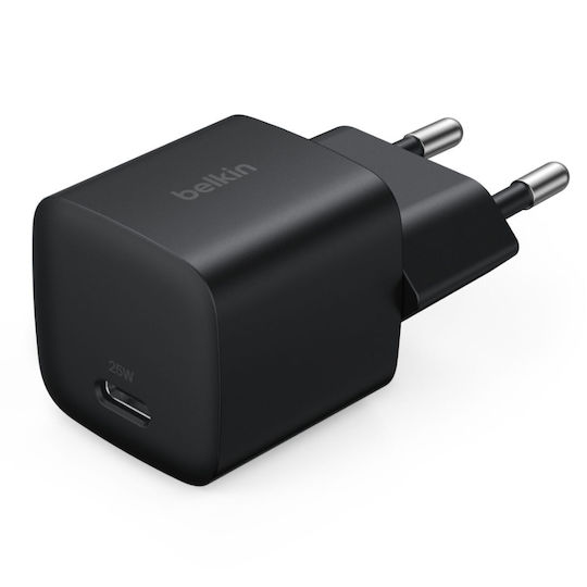 Belkin Mobile Phone Charger Without Cable with USB-C Port and USB-C Cable 25W Power Delivery Black