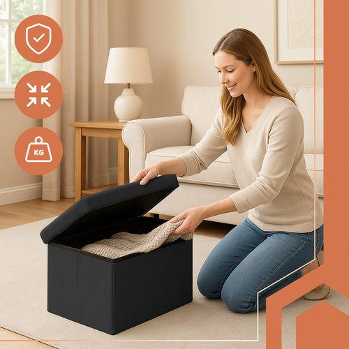 Collapsible Bench Stool With Storage Space Black 30x30x60cm Collapsible Bench Stool With Storage Space Black 30x30x60cm