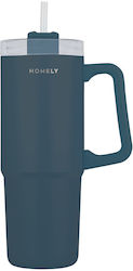 Homely Termos Straw Tumbler 900ml Albastru Indigo