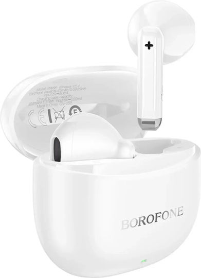 Borofone BW88 In-ear Bluetooth Handsfree Ακουστικά με Θήκη Φόρτισης Λευκά