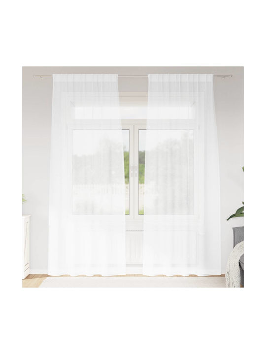 vidaXL Set Perdele Cu Coafură Albă 140x260cm