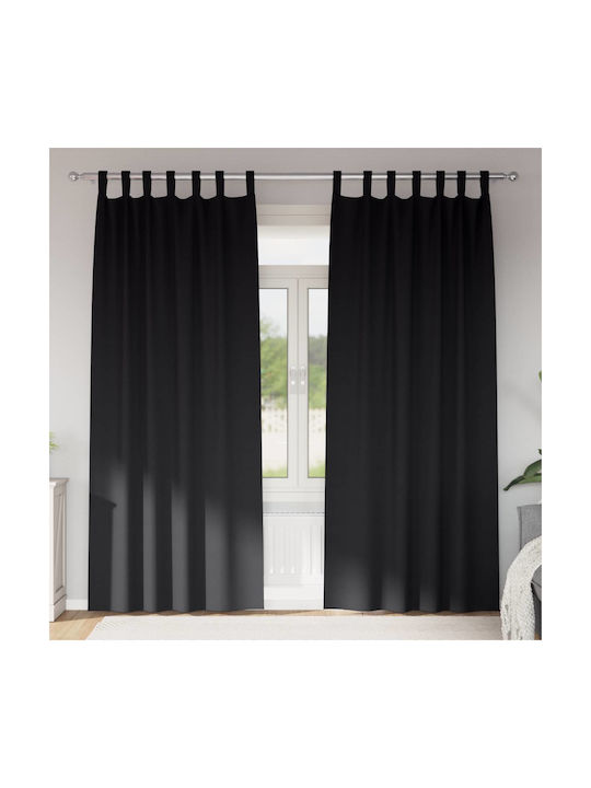 vidaXL Set Window Curtains with Tab Top Black 140x245cm