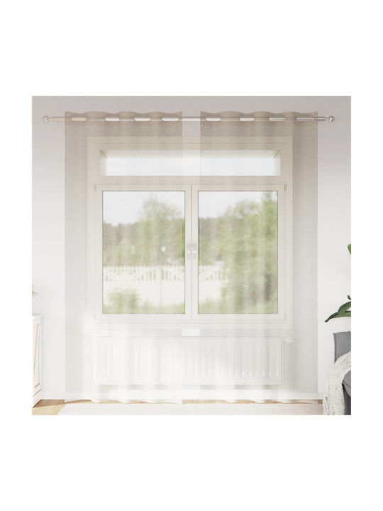 vidaXL Σετ Κουρτίνες με Τρουκς Μπεζ 140x245εκ.