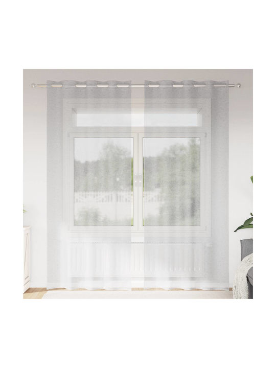 vidaXL Gray Curtain Set with Grommets 140x225cm