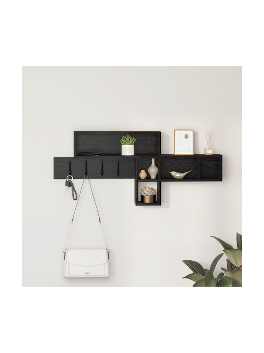 vidaXL Wooden Wall Hanger Black 100x12cm 1pc