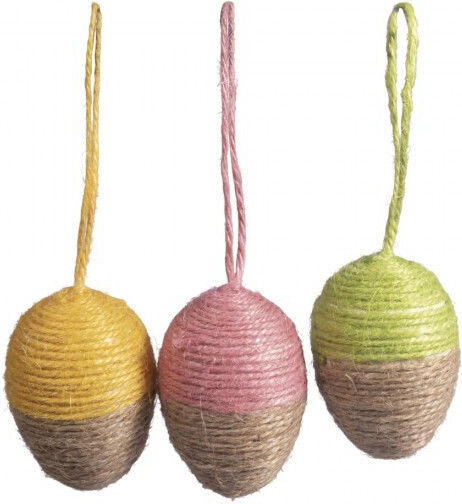 Set 3 Pieces Easter Eggs Jute Rope 4x6cm