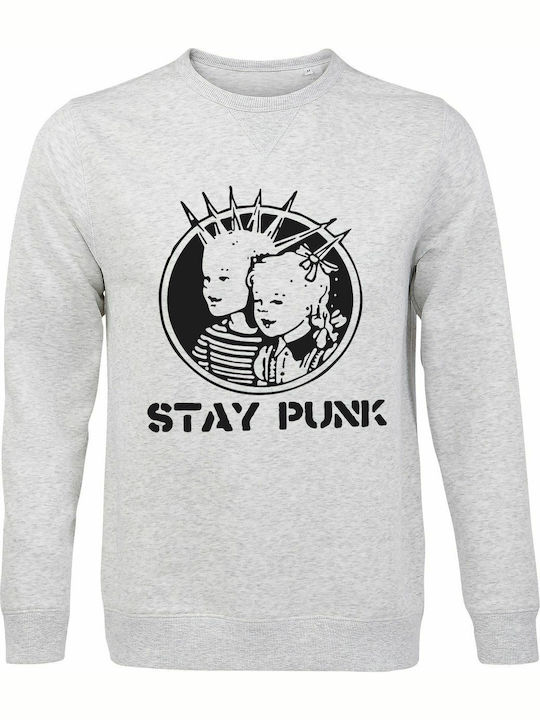 Sweatshirt Unisex Organic "stay Punk" Ash