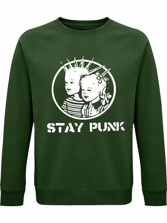 Sweatshirt Unisex Organic "stay Punk" Dark Green