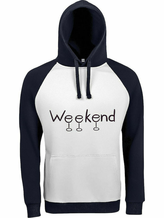 Hoodie Unisex "wine Weekend Lover" White Navy