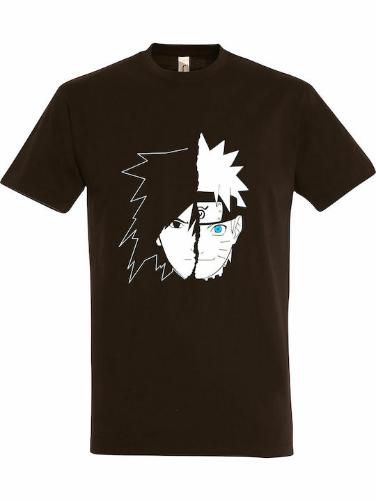 Унисекс T-shirt Наруто Саске Разделено Лице Ани...