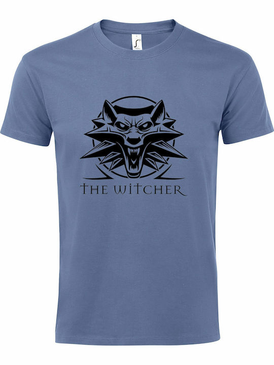 T-shirt Unisex " Witcher Wolf Logo " Blue