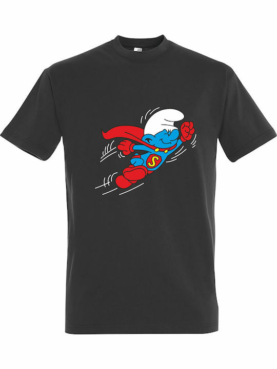Unisex T-Shirt "Papa Smurf Superman" Dunkelgrau