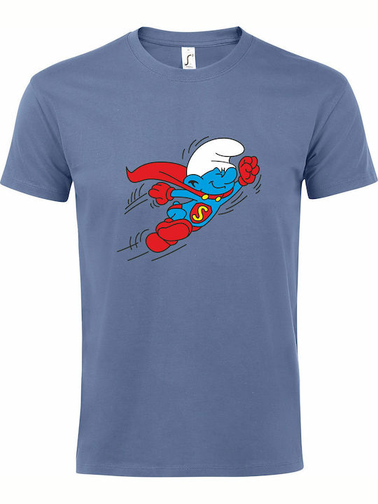 Unisex T-shirt "Papa Smurf Superman" Blau