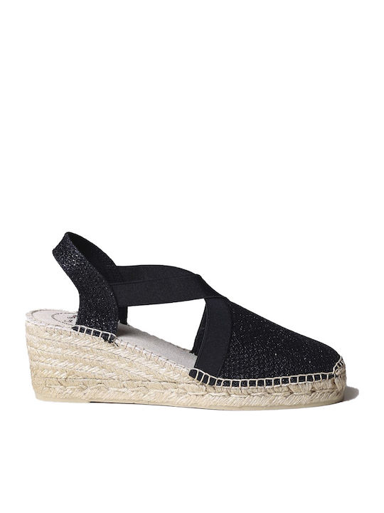 Women's Fabric Platform Espadrilles Black