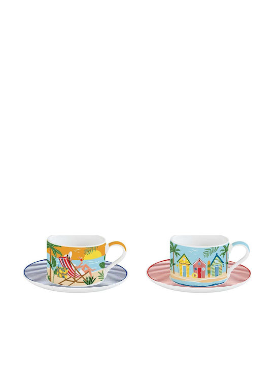 Easy-Life Set Tassen Tee aus Porzellan Mehrfarbig 240ml 2Stück