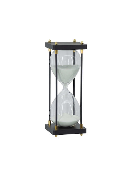 Artekko Sanduhr Dekorative Sanduhr Schwarzer Sockel Weißer Sand 11x11x31 cm