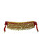 Velvet Belt Oriental Red 3 Rows Gold Coins Trim