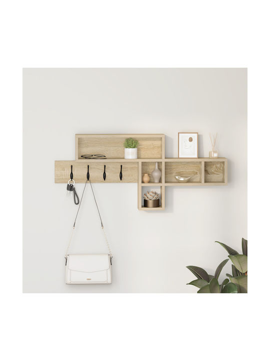 vidaXL Wooden Wall Hanger Beige 100x43.5cm 1pc