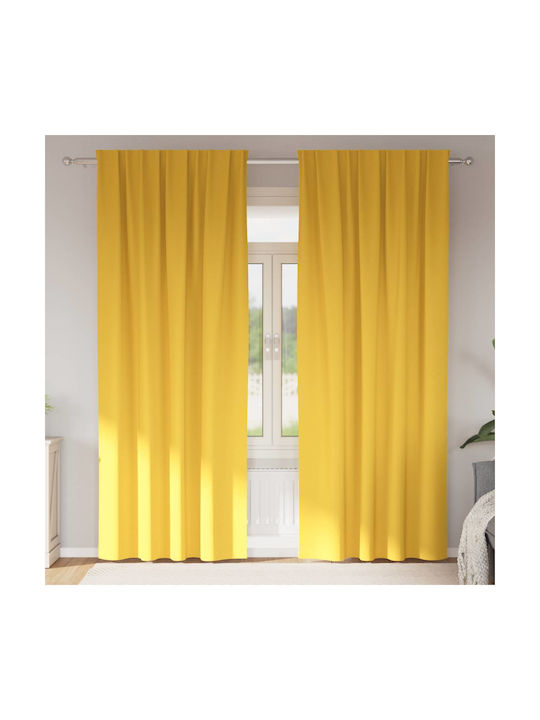 vidaXL Set Perdele Cu Coafură Galbene 140x225 cm