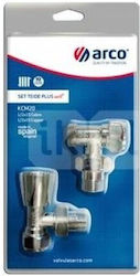 Set of Angled Radiator Valves Supply + Return 1/2 X 16 Multilayer Pipes Polished Chrome 503555 + 507555 Teide Plus