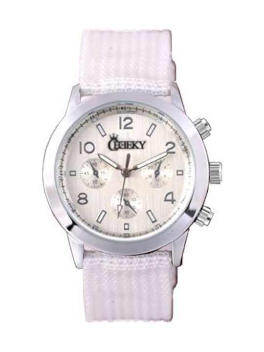 Cheeky Γυναικείο Ρολόι 41mm Μπαταρίας με Λευκό Υφασμάτινο Λουράκι