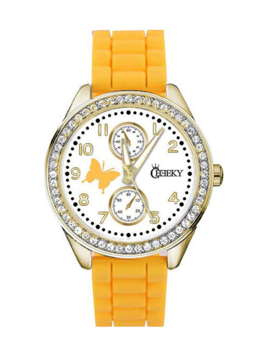 Cheeky Γυναικείο Ρολόι 42mm Μπαταρίας με Κίτρινο Καουτσούκ Λουράκι