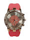 Fashion Time Damen Uhr mit Rosa Kautschukarmband