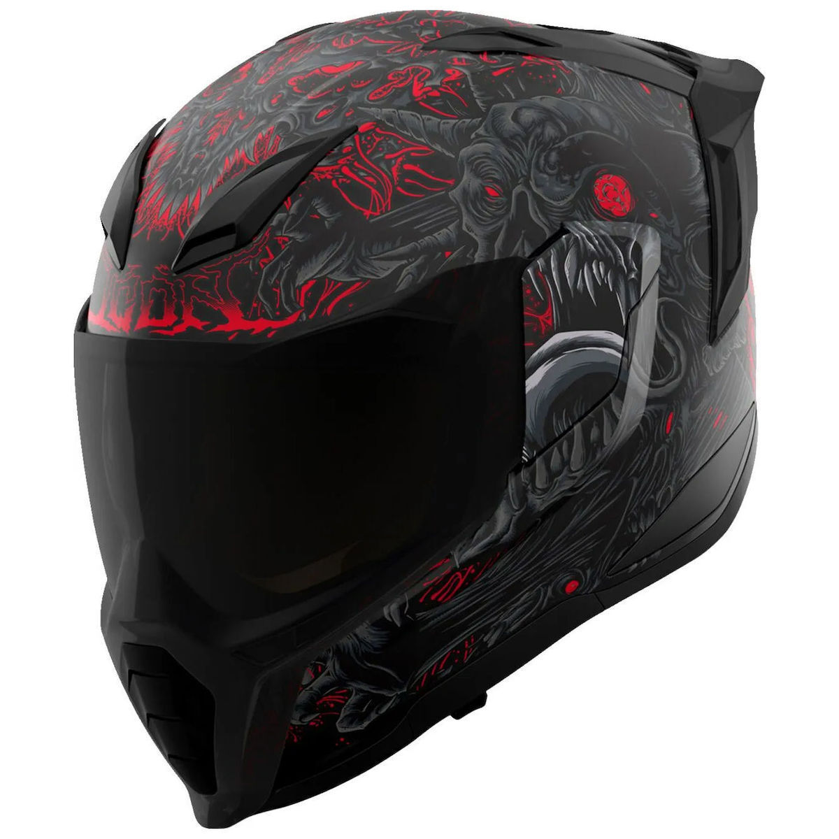 Icon Ultraflite Misanthrope Black Mat Red Motorcycle Helmet Full