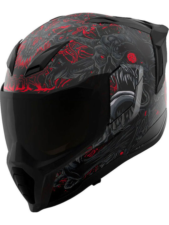 Icon Ultraflite Misanthrope Black Mat Red Κράνος Μηχανής Full Face ECE 22.06