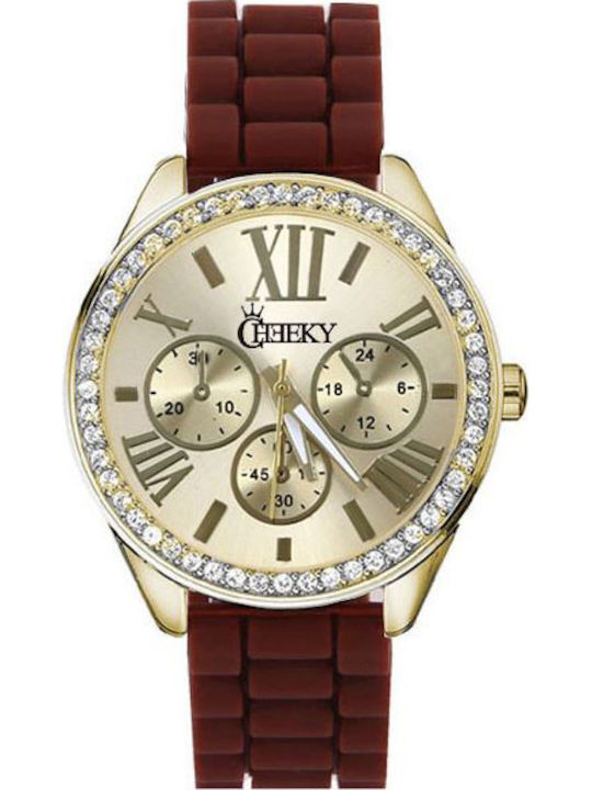 Cheeky Women's Watch with Brown Rubber Strap