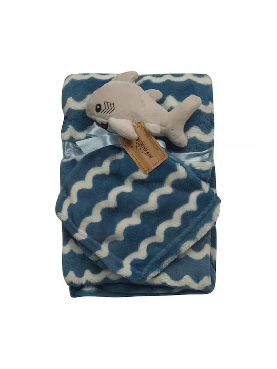 Serafino Blanket Nursery Swaddling Blankets Blue with Animal 75x100cm