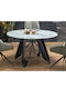 Houston 1662 Round Table Dining Room with Marble Surface Green Marble, Black 76x76cm