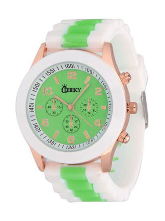 Cheeky Men's Watch Battery with Green Rubber Strap